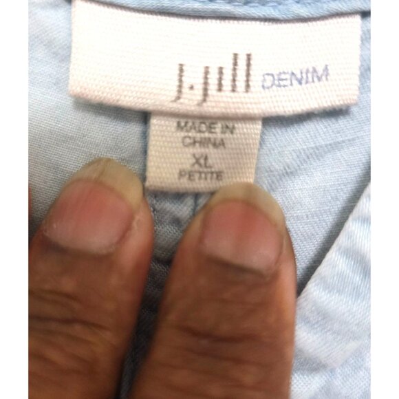 J.JILL Light Blue Sleeveless Wester Denim-Look V-Neck Maxi Dress Side Pockets & - Picture 7 of 8